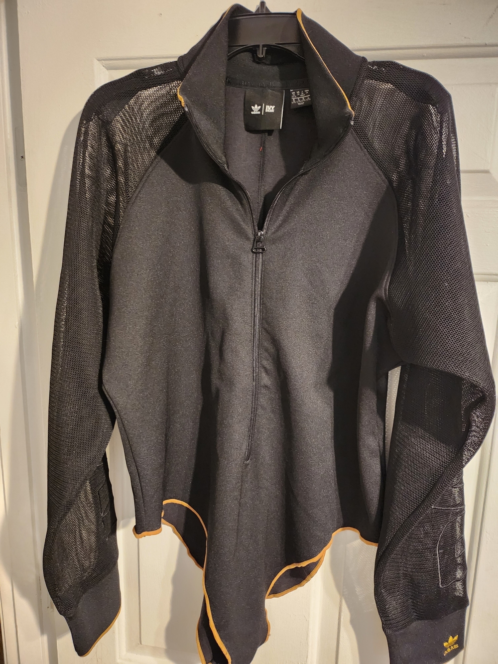 IVY PARK ADIDAS Black Mesh-Sleeve Zip Front One-Piece BODYSUIT - Picture 2 of 6